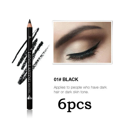 6pcs MENOW 3 colors Long Lasting Waterproof  Eyebrow Pencils Double Use Wooden Pole Eyeliner Permanent Makeup Tattoo Accessories
