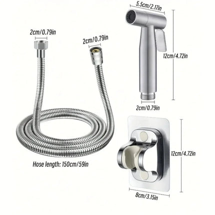 3Pcs Stainless Steel Bidet Sprayer High Pressure Handheld Adjustable for Personal Hygiene Pet Bathroom Shower Set