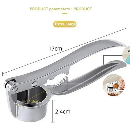 Garlic Press Anti-Skid Thickened Garlic Clip Multifunctional Zinc Alloy Stainless Steel Manual Pull Type Garlic Punch