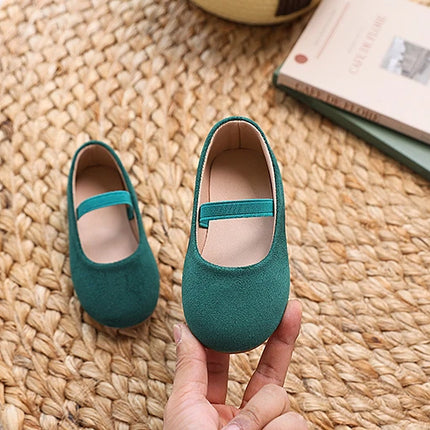 New Girl Dresses Casual Shoes Simple Fashion Children Leather Shoes Solid Color Spring Autumn Kids Princess Ballet Flat Shoes