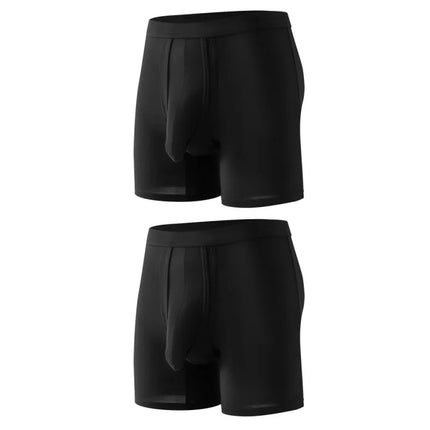 2PCS Mens Long Legs Underwear Separate Ball Pouch Breathable Comfort Sport Seamless Boxer Trunks Shorts Calzoncillo Hombre