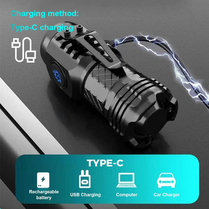 High Power LED Flashlight Torch Ultra Powerful LED Flashlight Built-in Battery Portable Outdoor Flash Light for Kids Exploring