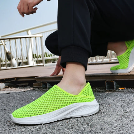 Oiaano Barefoot Man Grey Shoes Mesh Knit Slip On Ultra Light Breathable Soft Bottom Workout Casual Sports Shoes Outdoor Runing