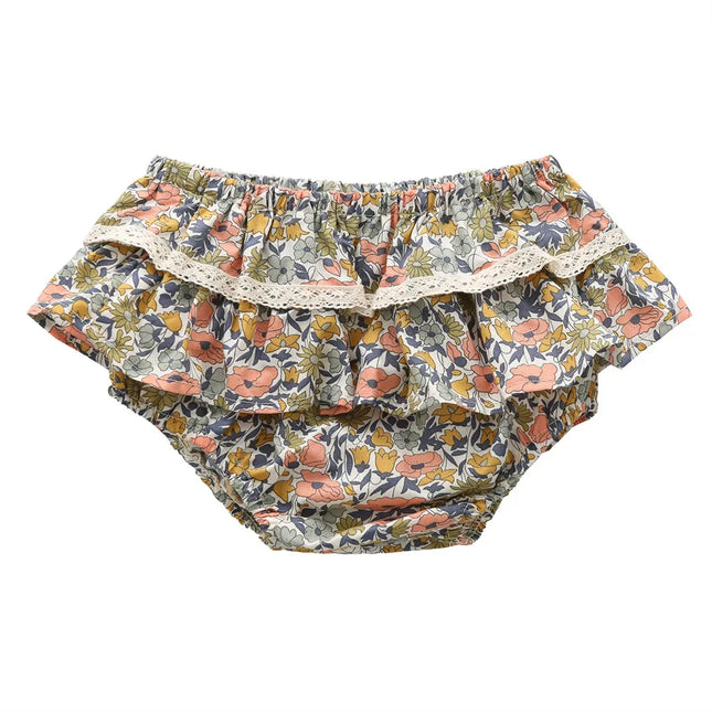 Baby Girls Floral Ruffles Lace Skirt Shorts Kids Summer Pettiskirt Toddler Dancing Wedding Clothing Tutu Skirt Infant Bloomer