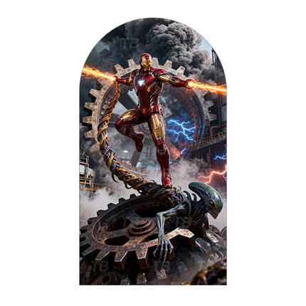 Children's birthday party superhero Iron Man theme gift arch photography background props customizable wall posterstretch fabric
