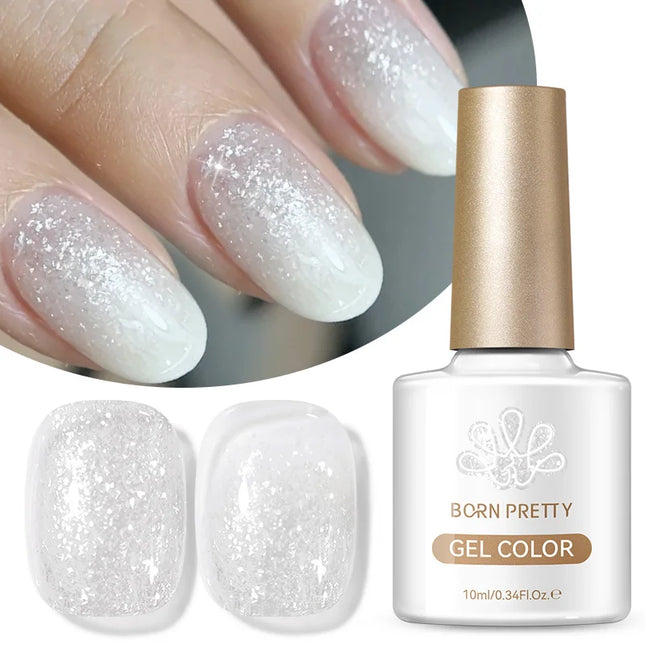 BORN PRETTY 1 Bottle 10ml Fluttering Flakes Jelly Gel Polish Semi Permanent Nail Art Manicure Soak Off LED Nail Supplies Vernis