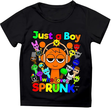 Summer Game Sprunki Incredibox Cartoon Print Cotton Kids T-Shirts Boys Casual Short Sleeve Baby Girls Clothes Children Tee Tops