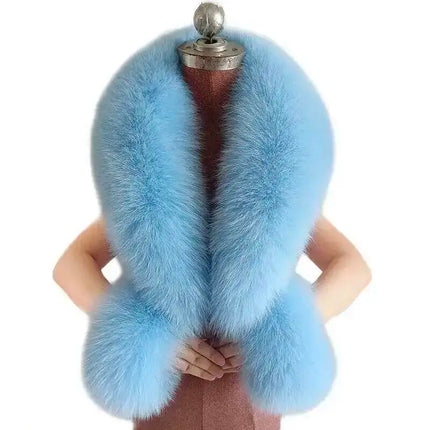 Winter Natural Fox Fur Scarf And Cuff Set Women Jacket Fur Collar Authentic Neck Warm Scarves Luxury Fluffy Fox Fur Shawl