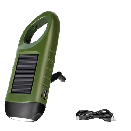 Portable LED Flashlight Tent Light Hand Crank Dynamo Solar Power Torch for Outdoor Camping Hiking Long-range Emergency Lantern