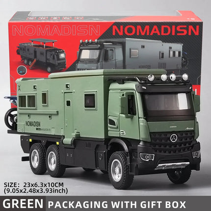 1:24 Benz Camper RV Motorhome Toy Model Car, Diecast Pull Back Truck Toy Car Model with Sound and Light for Kids Boys Girls