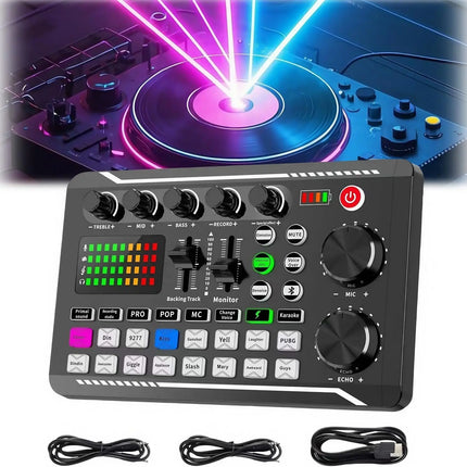 F998 Podcast Live Equipment Bundle, Professional Live Sound Card with Microphone Set Mixer Recording Studio Package Music Singin