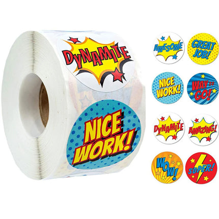100-500pcs Cute Reward Stickers Roll with Word Motivational Stickers for School Teacher Kids Student Stationery Stickers Kids