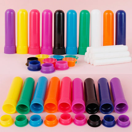 20-200set Colorful Plastic Nasal Inhalers Sticks Refill for Perfume with High Quality Replacement Cotton Wicks for Essentail Oil