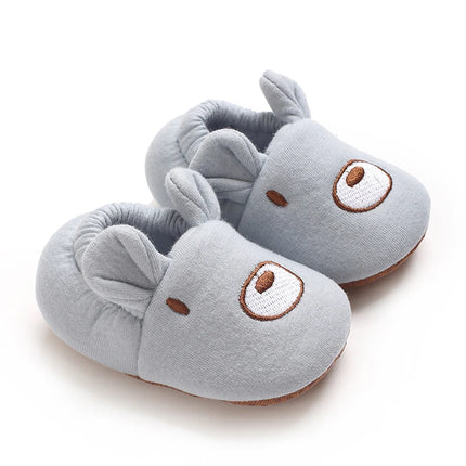 Cartoon Animal Pattern Newborn Baby Shoes Boys Girls 0-18M Slippers Soft Sole Non-slip Crib First Walker Winter Warm Booties