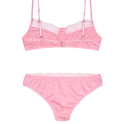 1 Set of 2 Pieces Underwear Set:Men's erotic cross-dressing bowknot lace underwear set, lace panties & bra combination set