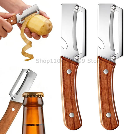 Wooden Handle Paring Knife High Appearance Kitchen Special Fruit Planer Sugarcane Paring Knife Household Thick Scraping Tools