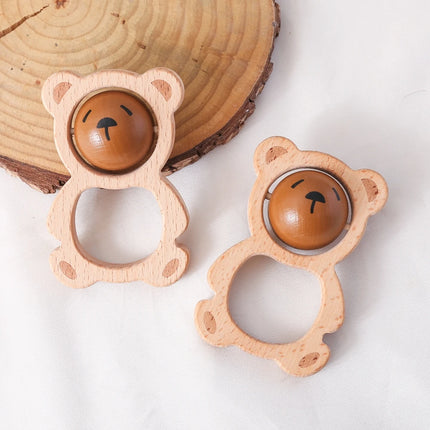 Baby Toys Wooden Rattle Bear Rotating Toys Cartoon Cute Toddler Toys Sucking Gym for Babies Wooden Mobile Baby Accessories