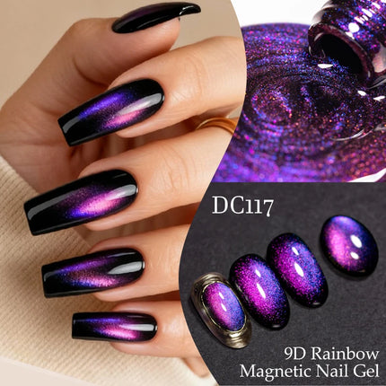 7ml 9D Rainbow Magnetic Gel Nail Polish Aurora Effect Nails Semi Permanent Soak Off UV LED Gel Varnish Nail Art Nail Supplies