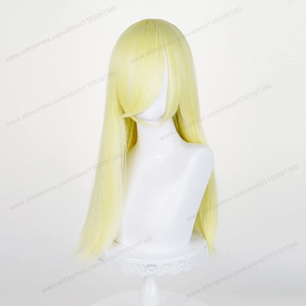 60cm Long Straight Cosplay Synthetic Wig With Bangs Golden Yellow Green Blonde Purple Heat Resistant Hair Anime Wigs + Wig Cap
