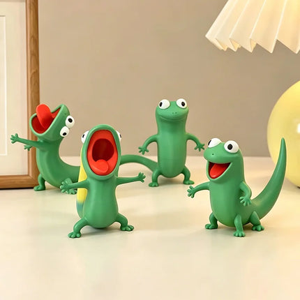 Cute Green Lizard 3D Printed Figure, Anime-Style Animal Ornament, Desktop Decor kids gift & Collectible Model for Reptile Lovers