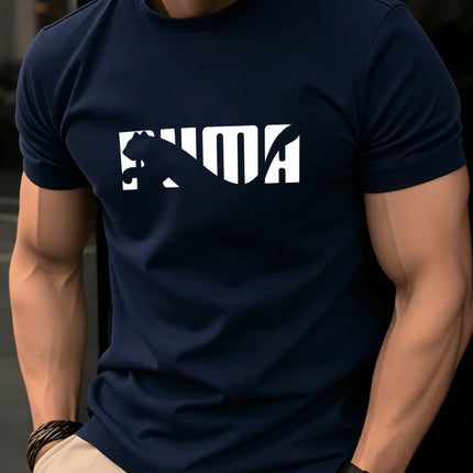 Men's Summer 100% Pure Cotton Casual Fashionable Loose Geometric Animal Letter Pattern Casual Round Neck Short Sleeved T-Shirt