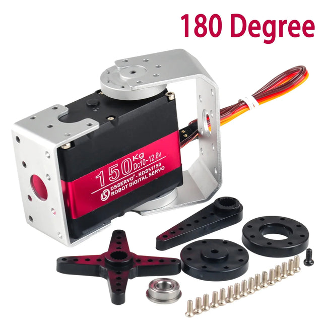 High Torque 150kg RDS51150 Metal Gear Digital 12V 180/270 Degree IP66 Robotic Servo Double-Shaft U Mounting Bracket For RC Car