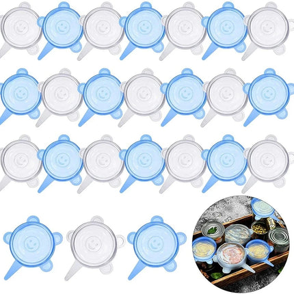 Pack of 20 Silicone Stretch Jar Lid, Reusable Miracle Lids ,mason Jar Lids Food Storage, Small Bowls Fruit, Vegetable Storage