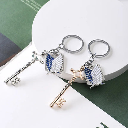 Anime Attack On Titan Keychain Shingeki no Kyojin Scouting Legion Emblem Pendant Key Chain for Women Men Cosplay Jewelry Gift
