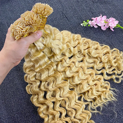 613 Flat Tip Hair Deep Wave 100% Human Vietnamese Bundles Extensiones Cabello Keratin K Tips Braiding Real Natural Fusion Hair