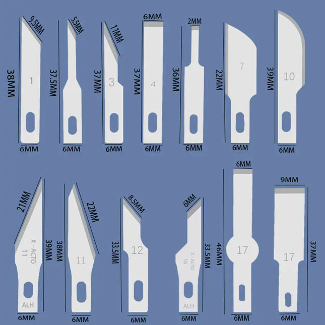 20pcs Wood Carving Blades Cutter Knifes Craft Carve Tool Sculpture Utility Engrave Metal Woodcarve PCB Repair DIY Blade