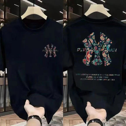 2024 "NY"Chinese Style Print Cotton T-Shirt Man Fashion Clothe Graphic Personalized Pattern Short Sleeve Crew Neck High Quality