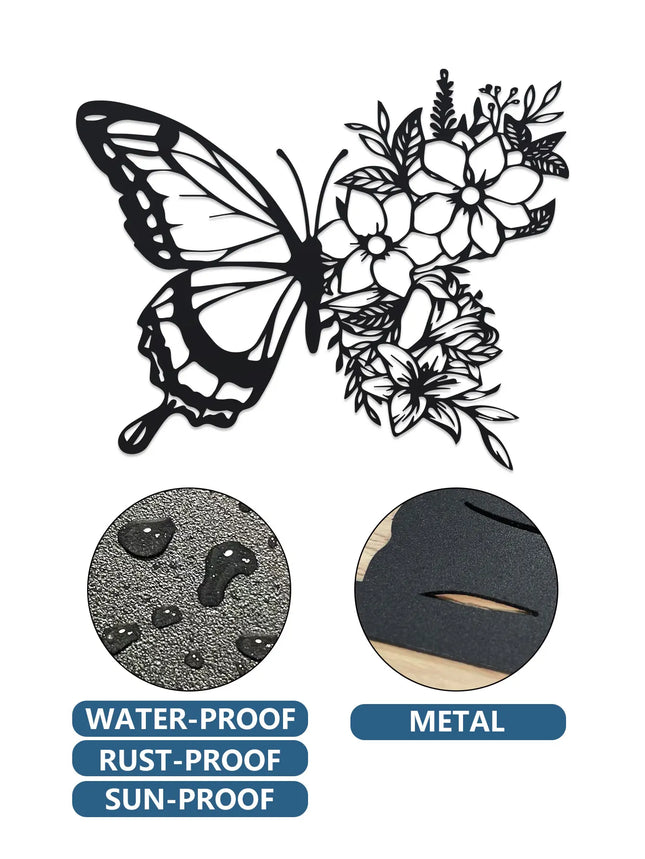 1pc Metal Exquisite Butterfly Metal Wall Decor - Printmaking Other - Unique Iron Hanging Art for Bedroom Living Room Home