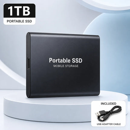 1TB External Hard Drive Portable SSD USB 3.1 Type-C Fast Transfer Shockproof for Laptop Mac PC Home Office Use