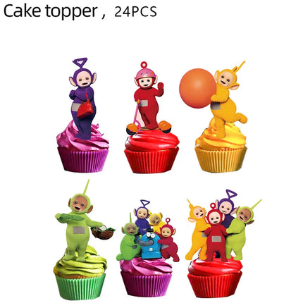 Teletubbies Theme Birthday Party Decoration Animation Plates Tablecloth Balloons Cake Decoration Kids Birthday Party Supplies