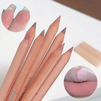 Wood Matte Lip Liner No Color Outline Lip Lipstick Pen Long-Lasting Easy To Sharpener Perfect Lip Contour Lipstick Pencil