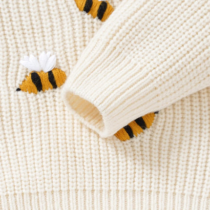 White Infant Baby Boy Girl Sweater Long Sleeve Knitted Toddler Casual Outwear Pullovers Tops 0-3T Spring Autumn Winter Costumes