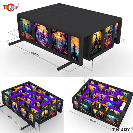 New Design Black Fun Maze Game Large Inflatable Halloween Haunted House Inflatable Haunted Labyrinth Maze for Outdoor Play