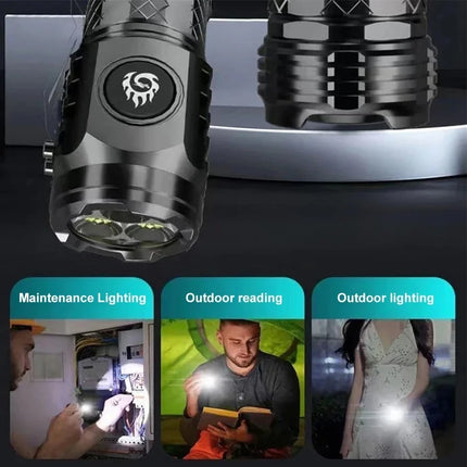 Mini Portable High Brightness 3 LED Flashlight Rechargeable Power Display Multifunctional Mini Outdoor Light Use Fishing Camping