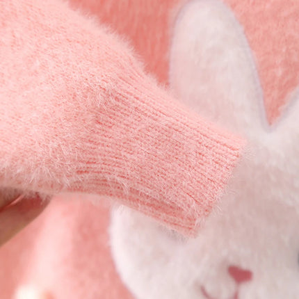 Playful and cute Cartoon Rabbit Pattern Kids Girls Sweaters Floral Pullover Cotton Sweatshirt Autumn Winter Bunny Outfit IY1125