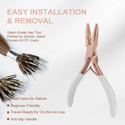 GlamorDove Anti-Slip Hair Extension Pliers - Stainless Steel Tool for Micro & Nano Rings, Keratin Bond Opening & Removal