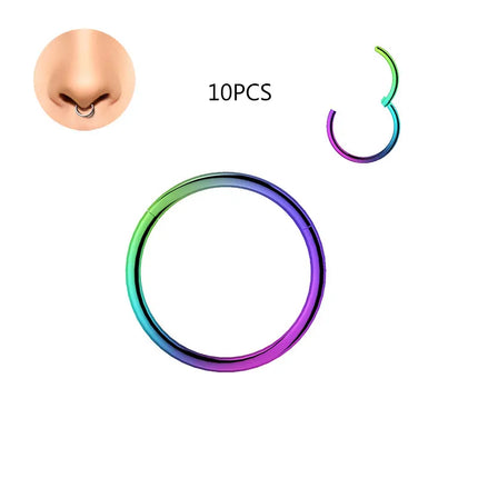 1/10pcs Wholesale Nose Ring Piercing G23  Titanium Clicker Ear Cartilage Earring Helix Septum Rings Body Jewelry Earrings Women