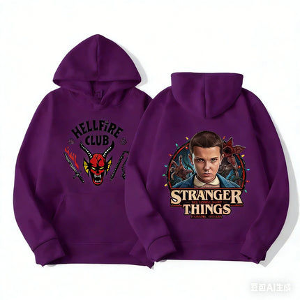 Stranger Things Kids (3-12Y) Matching Hoodie with Upside Down Design, Hawkins Indiana Inspired Pullover Sweatshirt for Family
