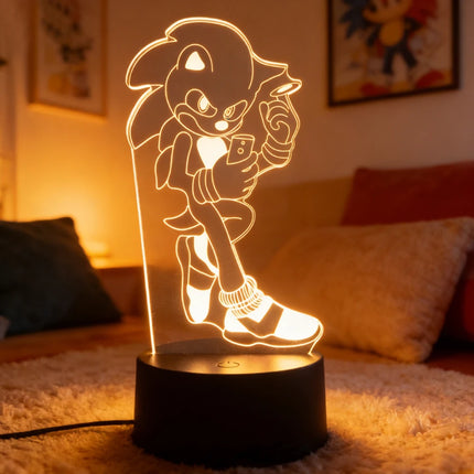 Sonices The Hedgehog Harajuku Anime Figures 3D LED Night Lights Cute Cartoon Home Bedroom Decoration Table Lamps Kids Toys Gifts
