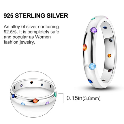 Original 925 Sterling Silver Ring Colorful Diamonds Cubic Zircon Finger Ring For Women Jewelry Wedding Engagement Birthday Gift