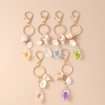 Fashion Summer Beach Shell Keychain Women Girls Conch Key Ring Pendants for Handbag DIY Handmade Jewelry Gifts