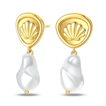 925 Sterling Silver Gold Pearl Hoop Earrings Pave Large Circular Shape Earring Gift for Women Jewelry Anniversary Wedding