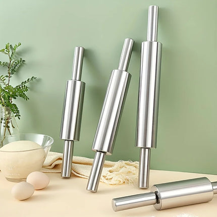 Thick Stainless Steel Rolling Pin with Anti Slip Handle，Heavy-duty Dough Roller | Suitable for Pizza, Cookies, Pastries, Baking