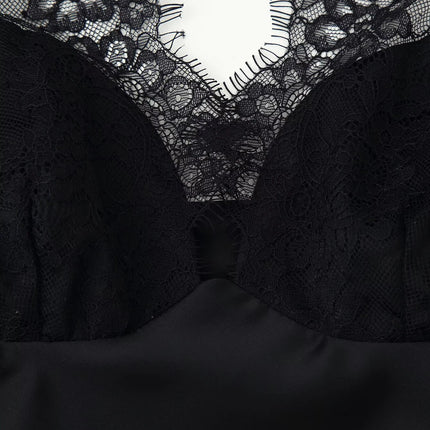 European and American style 25 winter new lace detail decoration heart-shaped neckline fine shoulder strap silk texture top