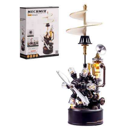 ROKR Da Vinci Helicopter CGL01 – A mechanical 3D puzzle with wireless audio-visual interaction, an adult steampunk desktop model