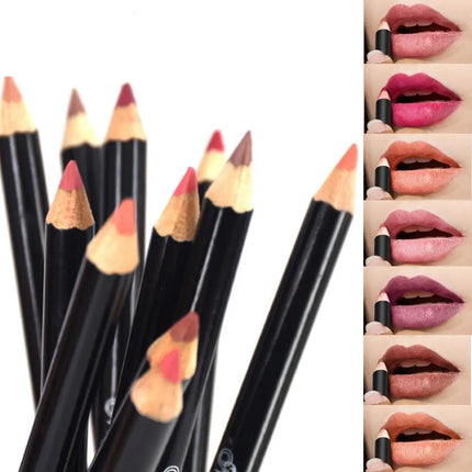 Matte Lip Liner Pencil 12 Assorted Colors Lipstick Eyeliner Natural Makeup Soft Pencil Waterproof and Long Lasting Lip Liner Pen